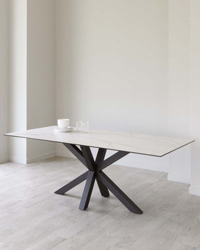 Riley White Marbled Ceramic 8 Seater Dining Table