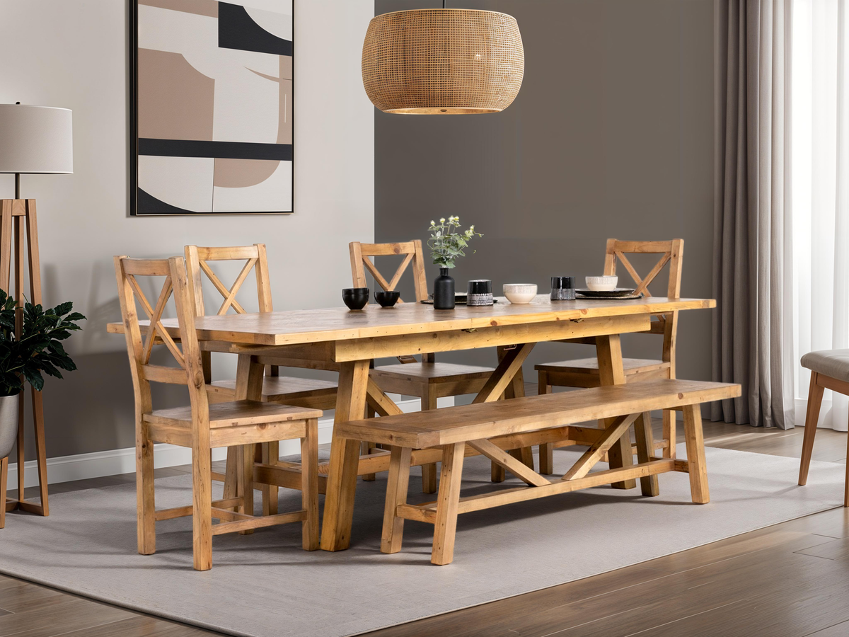 Como Extendable Dining Table (140cm - 180cm) & Como Cross Back Dining Chairs