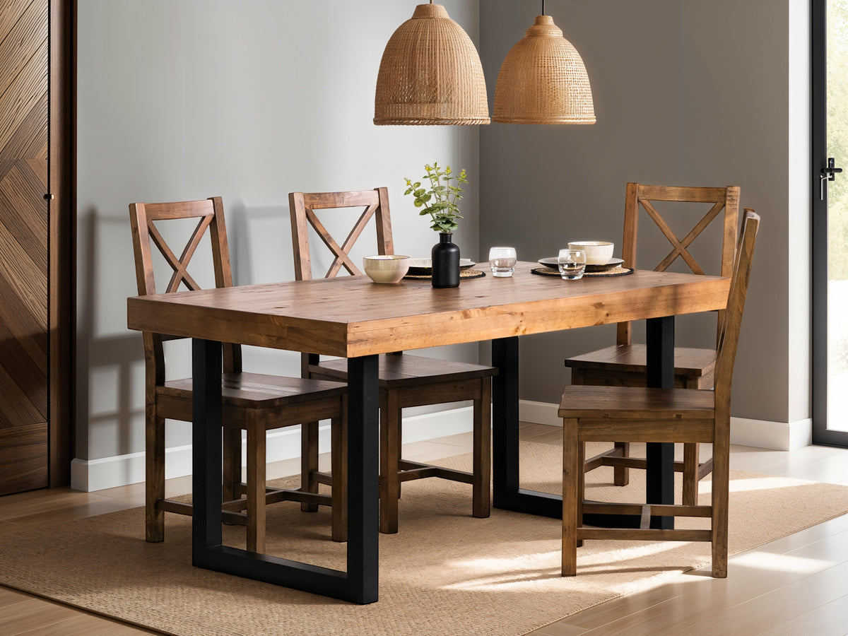 Brooklyn 160cm Fixed Top Dining Table & Brooklyn Cross Back Chairs