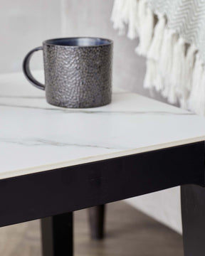 Banks White Marbled Ceramic With Black Wood Side Table