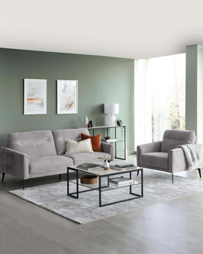 Brooks Light Grey Fabric Armchair