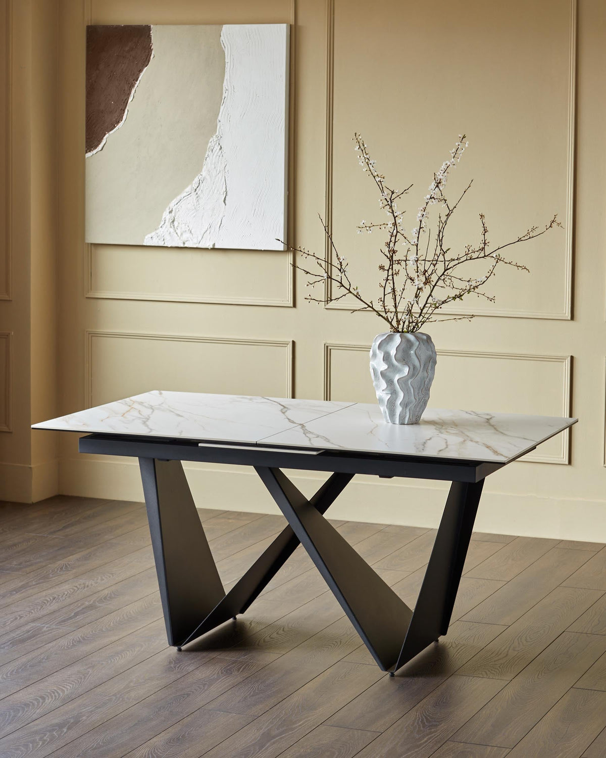 Calenzano natural ceramic extending 6 to 8 seater dining table