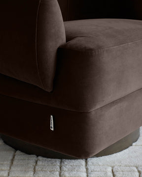 Callan dark mocha velvet swivel accent chair