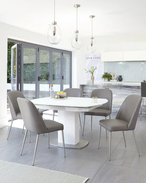 Camillo White Frosted Glass Extending 6 to 8 Seater Dining Table