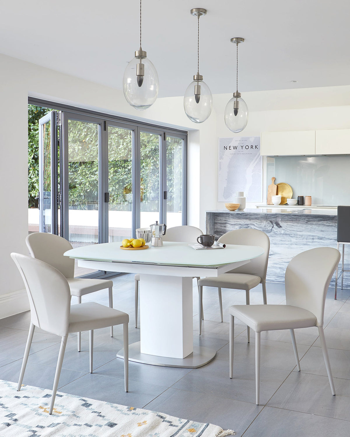Camillo White Frosted Glass Extending 6 to 8 Seater Dining Table