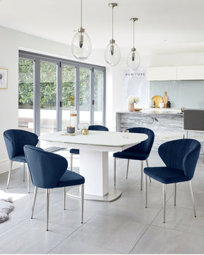 Camillo White Frosted Glass Extending 6 to 8 Seater Dining Table