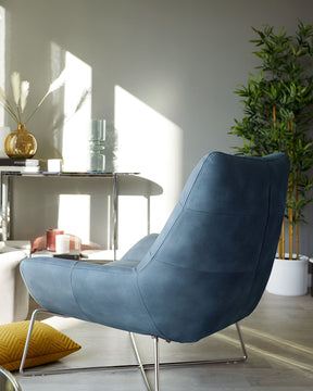Canio Navy Faux Leather Accent Chair