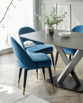 Carter Dark Grey Ceramic Pedestal 6 Seater Table