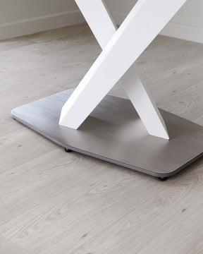 Carter White Marbled Ceramic Pedestal 6 Seater Table