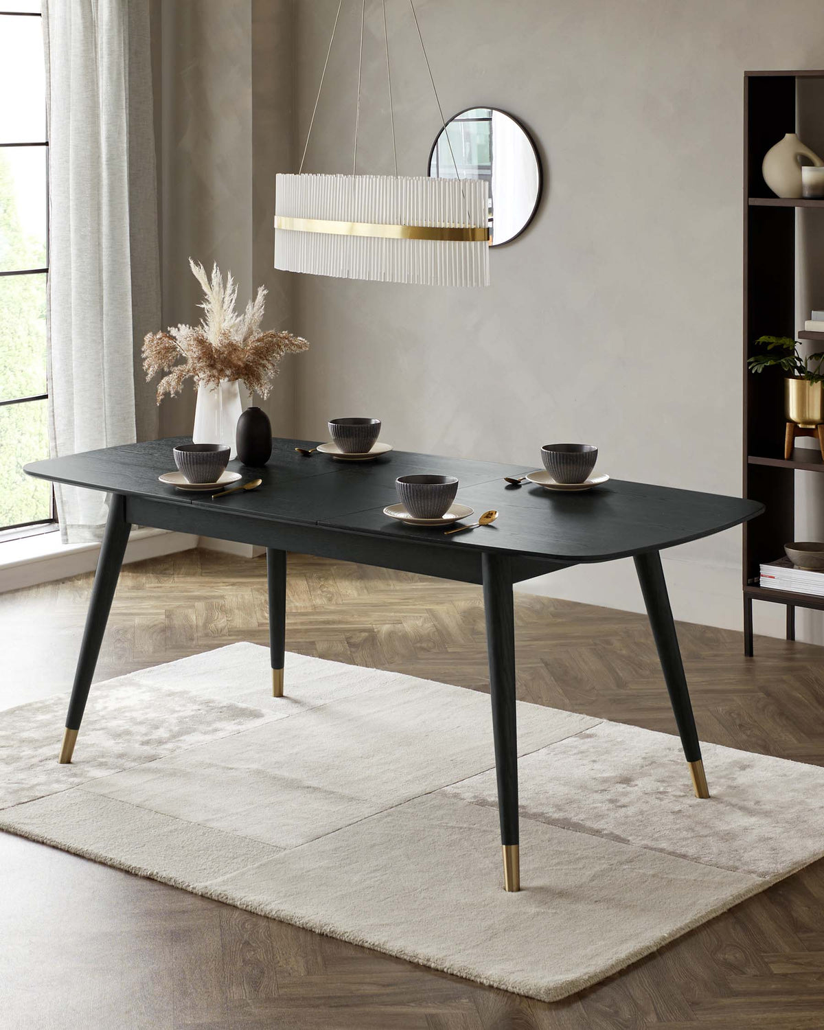 Clover Black Ash Extending 6 to 8 Seater Dining Table
