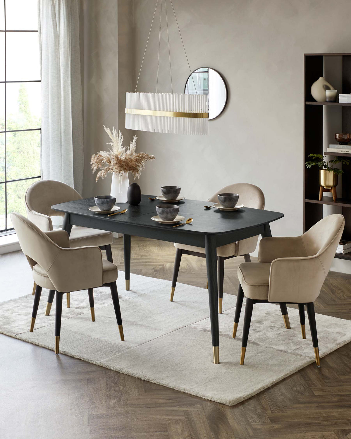 Clover Black Ash Extending 6 to 8 Seater Dining Table