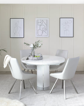 Curva White Gloss Round Extending 4 To 6 Seater Dining Table