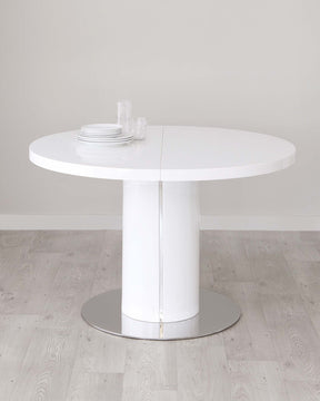 Curva White Gloss Round Extending 4 To 6 Seater Dining Table