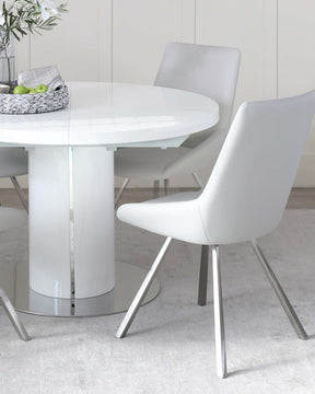 Curva White Gloss Round Extending 4 To 6 Seater Dining Table