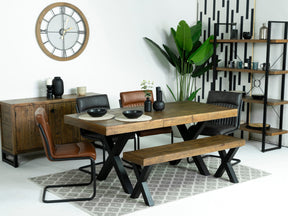 Brooklyn Extendable Cross Leg Dining Table (140cm - 180cm) & Brown Auburn Dining Chairs