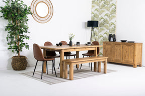 Exeter Extendable Dining Table (140cm - 180cm) & Tan Dallas Dining Chairs