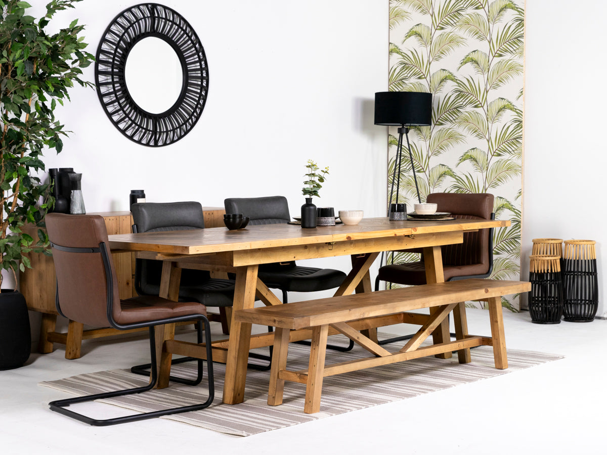 Como Extendable Dining Table (180cm - 240cm) & Brown Auburn Dining Chairs