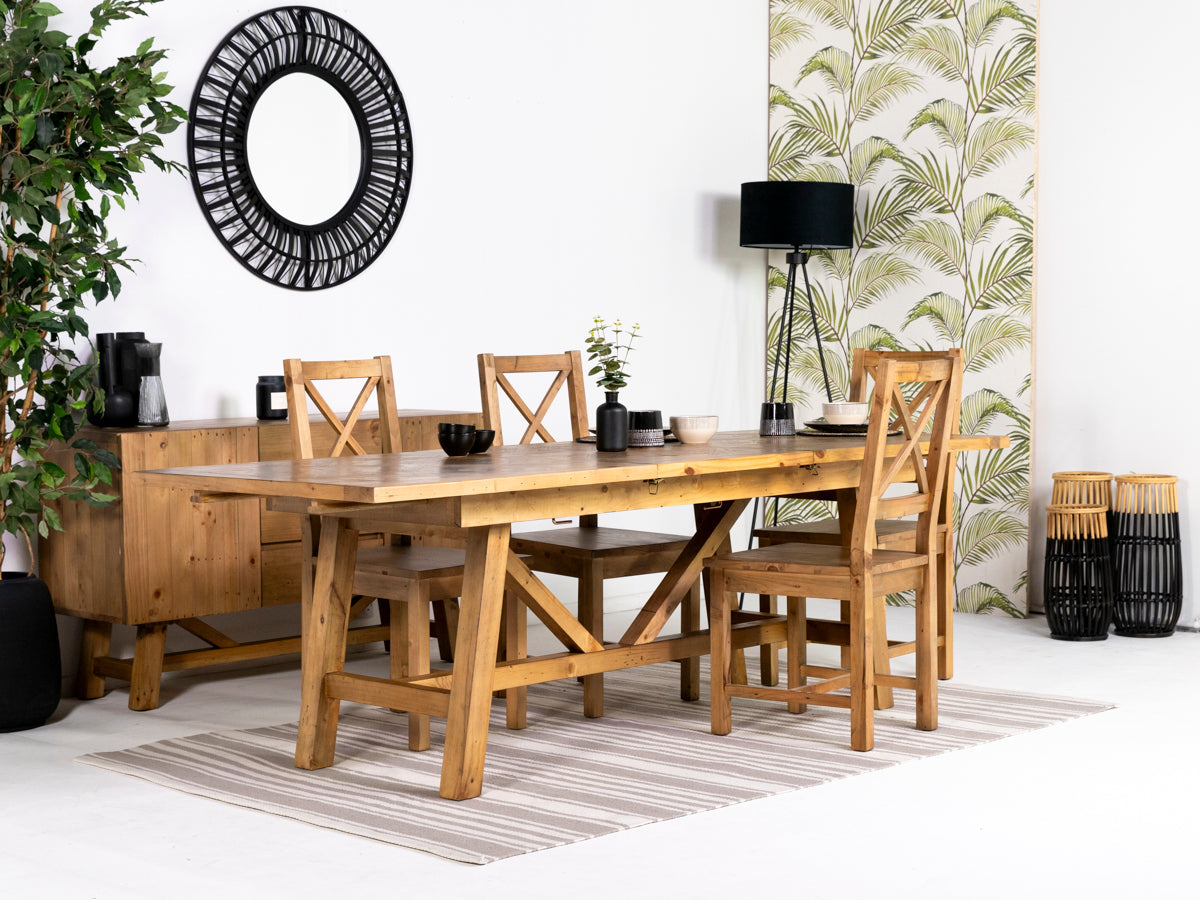 Como Extendable Dining Table (180cm - 240cm) & Como Cross Back Dining Chairs