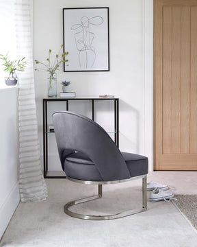 Clover Cantilever Dark Grey Velvet Accent Chair