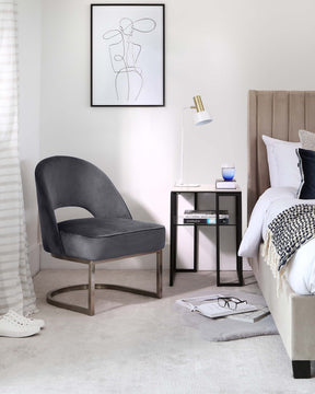 Clover Cantilever Dark Grey Velvet Accent Chair
