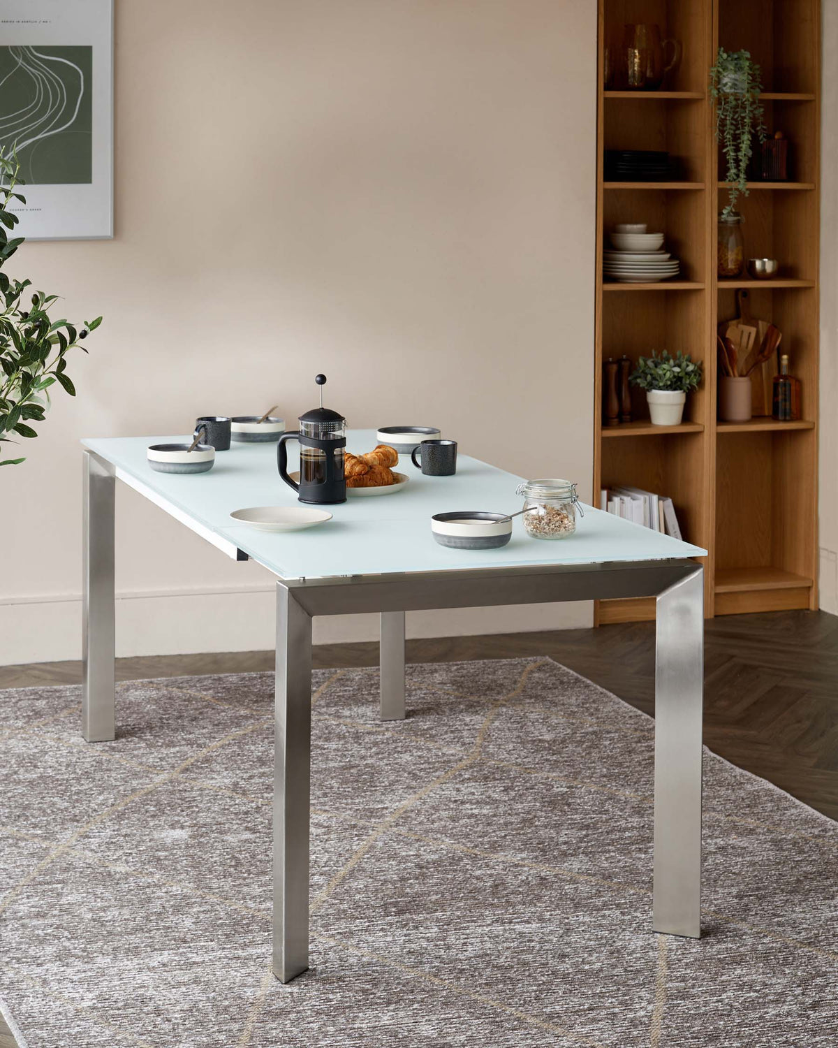 Eve White Frosted Glass Extending 6 To 8 Seater Dining Table
