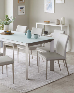 Eve White Frosted Glass Extending 6 To 8 Seater Dining Table