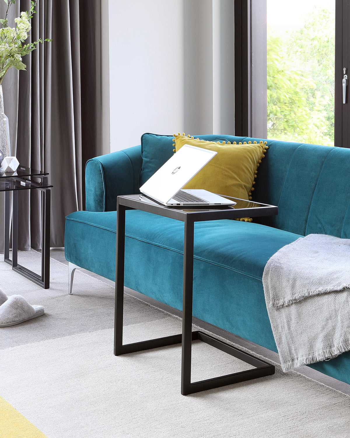 Ezra Smoked Glass Tray Table