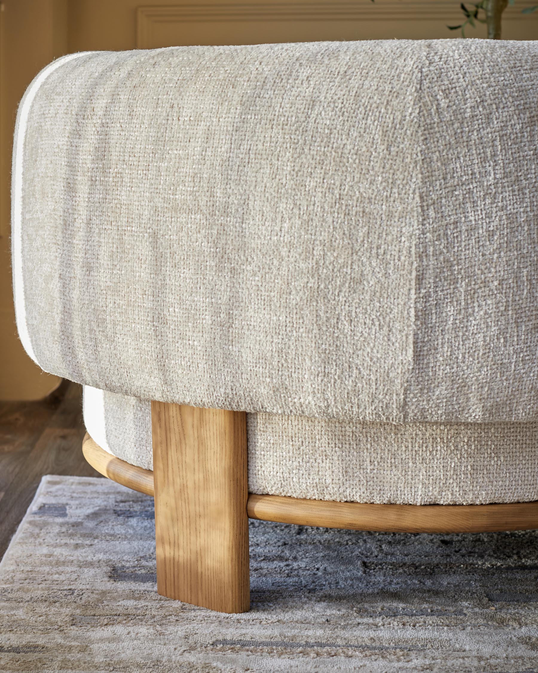 Florence natural fabric with light wood armchair