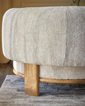 Florence natural fabric with light wood armchair