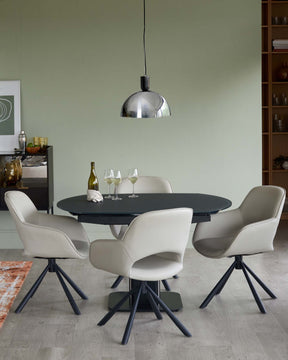 Fraser Dark Grey Frosted Glass Extending 4 To 6 Seater Dining Table