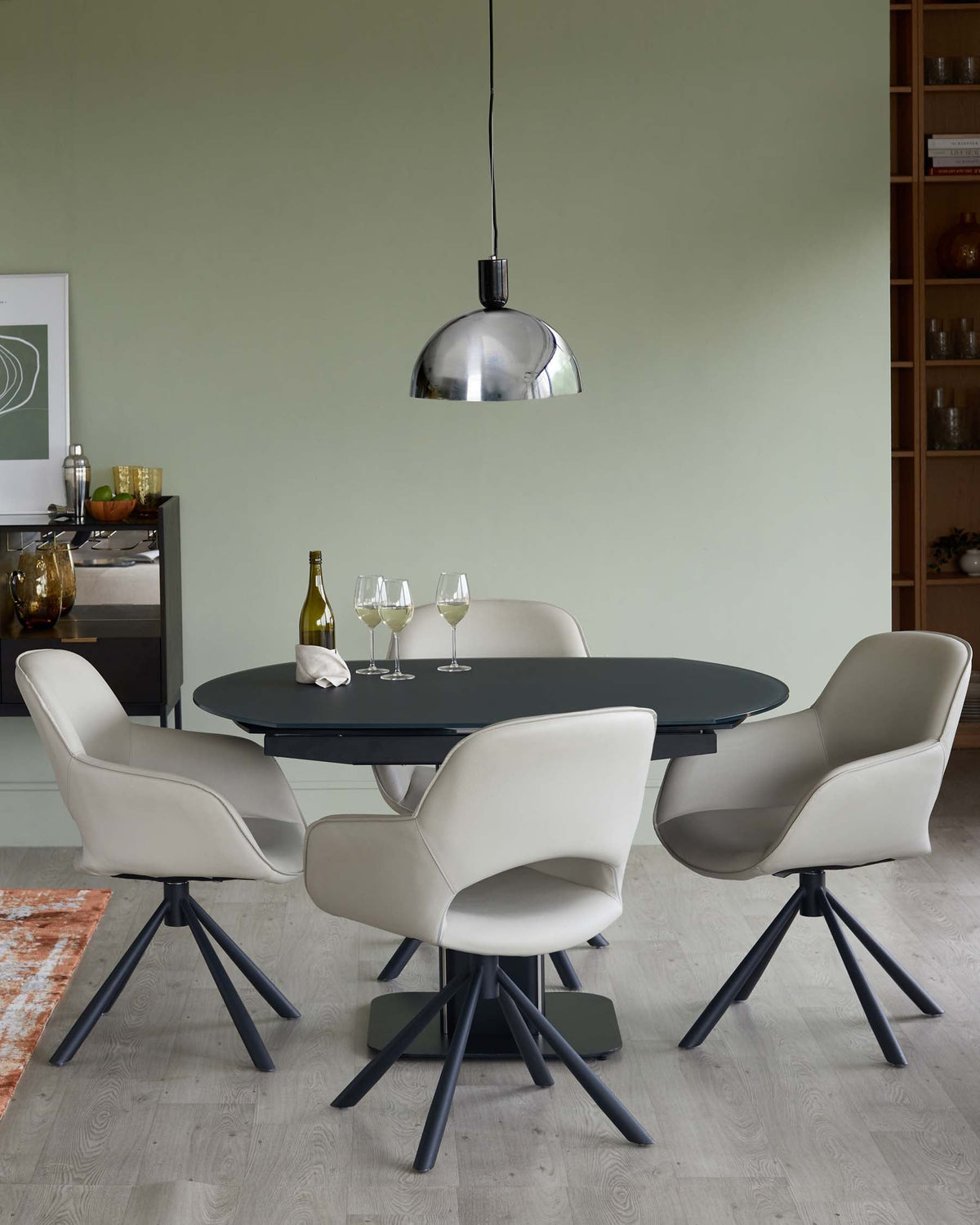 Fraser 4 to 6 seater table and 4 Marlow dining chairs set