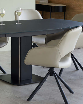 Fraser Dark Grey Frosted Glass Extending 4 To 6 Seater Dining Table