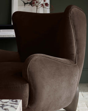 Harlan dark mocha velvet accent chair