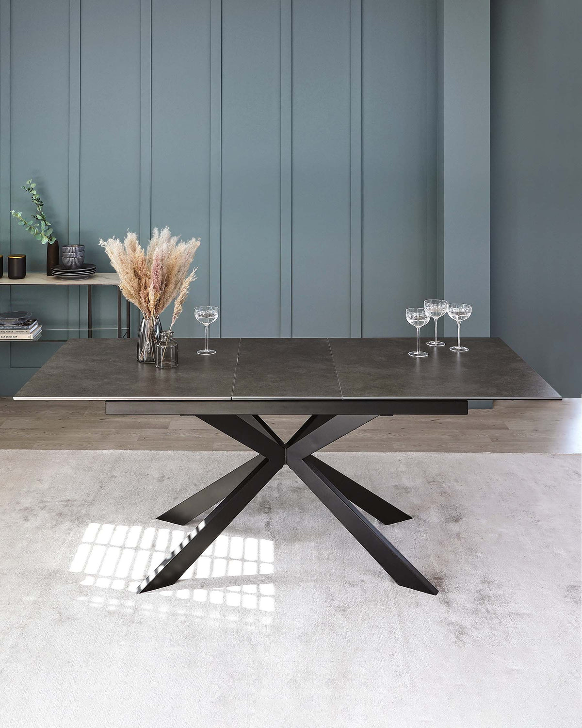 Hayden Dark Grey Ceramic Extending 6 To 8 Seater Dining Table