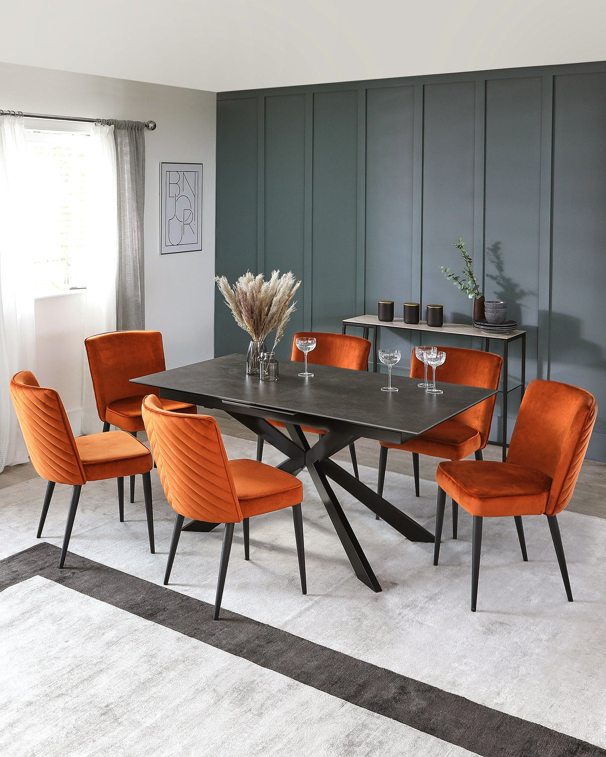 Hayden Dark Grey Ceramic Extending 6 To 8 Seater Dining Table