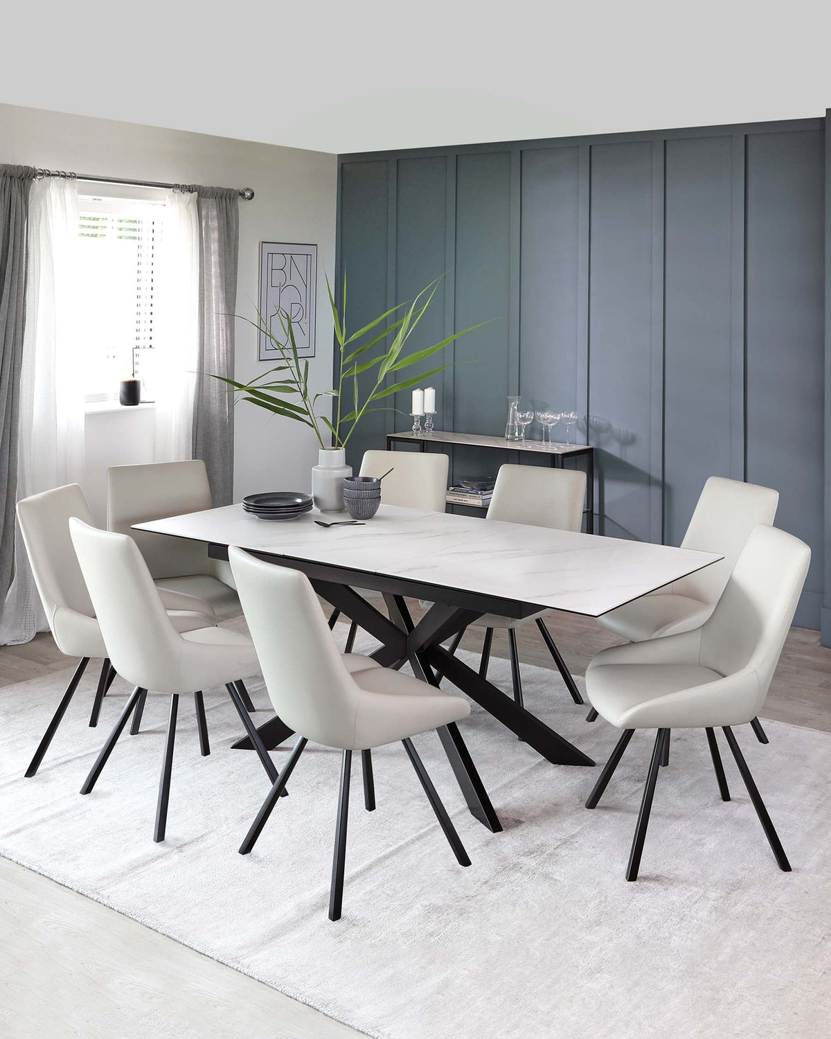 Hayden White Marbled Ceramic Extending 6 To 8 Seater Dining Table