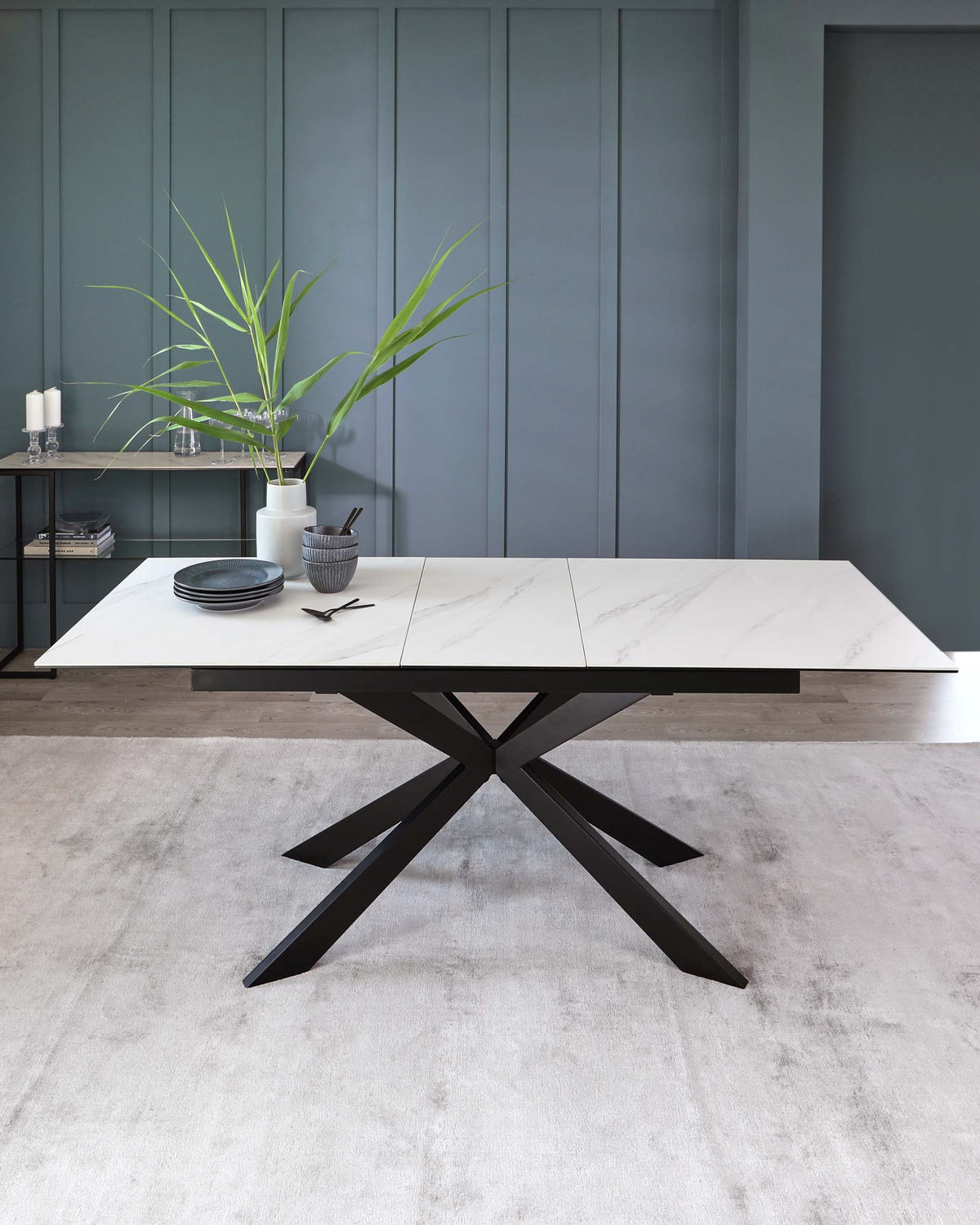 Hayden White Marbled Ceramic Extending 6 To 8 Seater Dining Table
