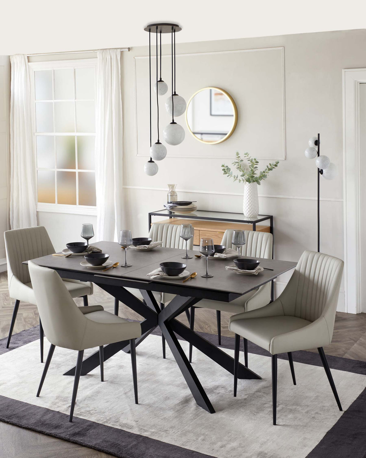 Hayden Light Grey Ceramic Extending 6 to 8 Seater Dining Table