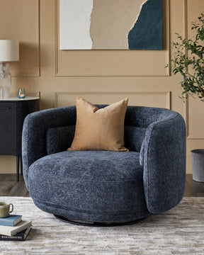 Henry Dark Blue Chunky Weave Swivel Love Seat