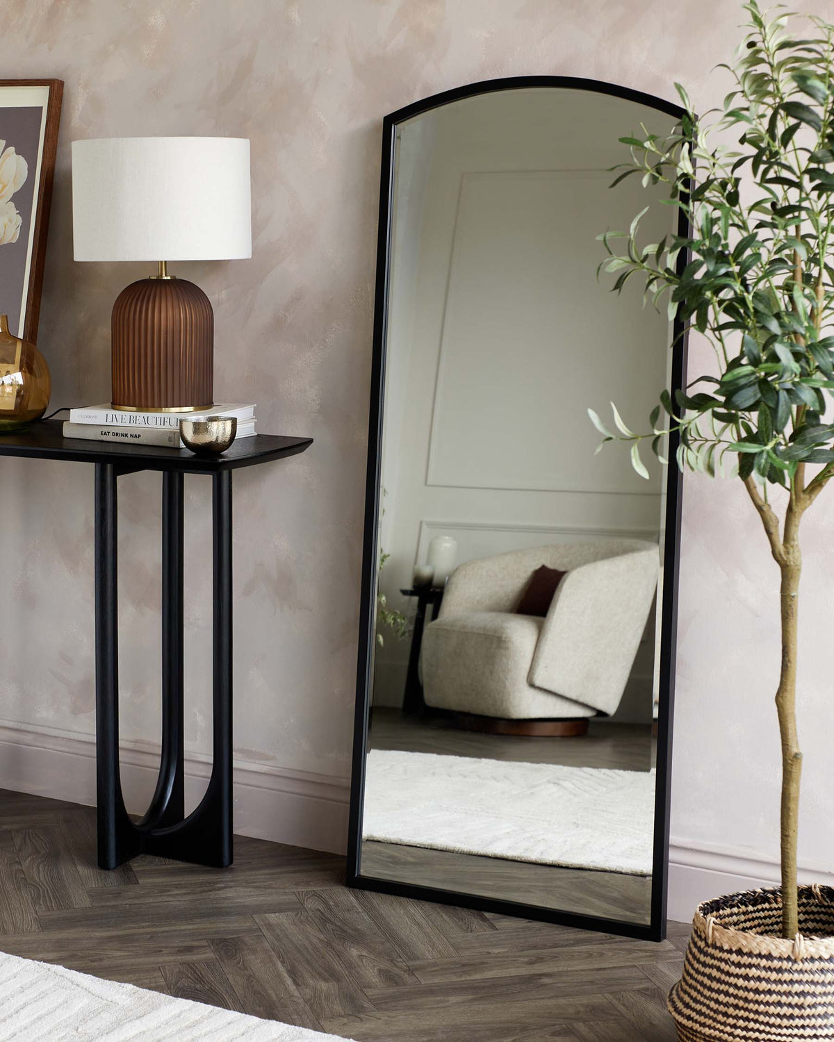 Hillard Large Full Length Leaner Mirror Black