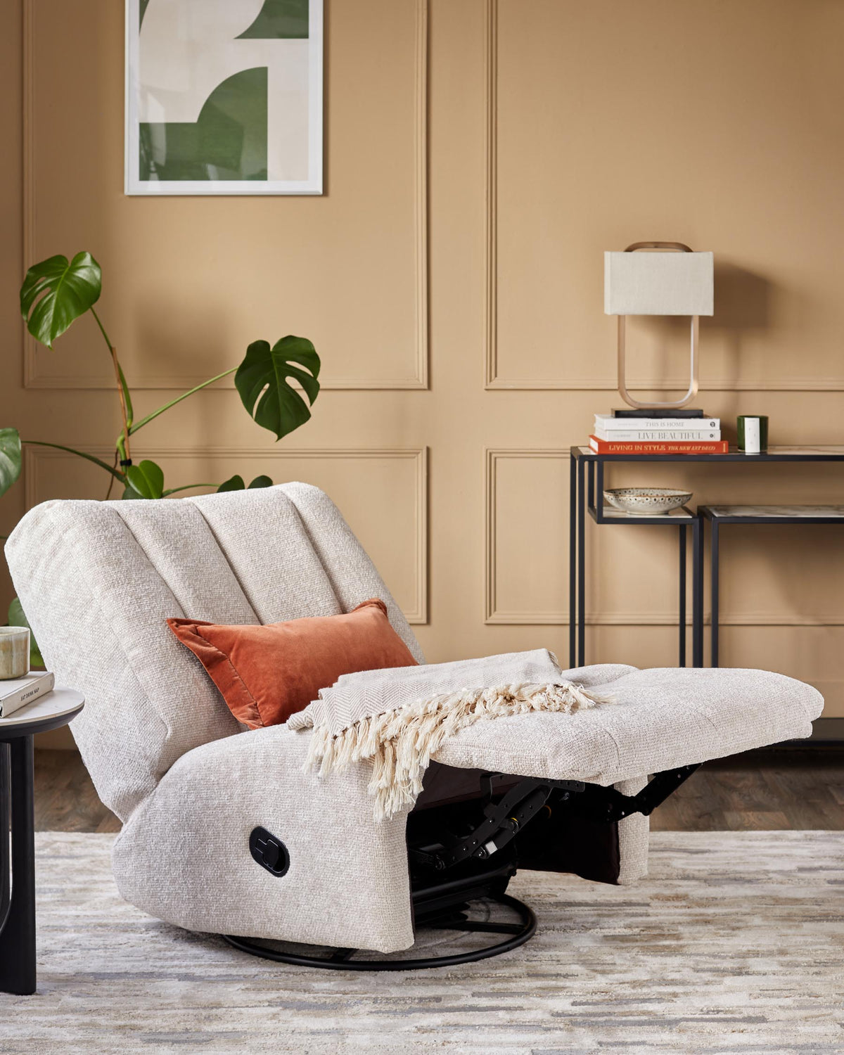 Jayla Natural Chunky Weave Rocking Swivel Recliner