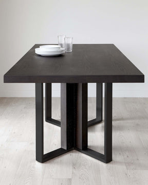 Jonah Dark Oak With Black Powder Coated Frame 6 Seater Dining Table
