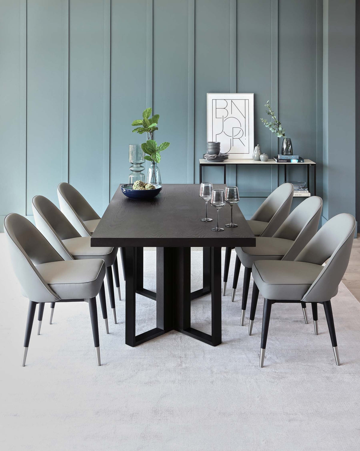 Jonah Dark Oak With Black Powder Coated Frame 6 Seater Dining Table