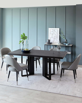 Jonah Dark Oak With Black Powder Coated Frame 6 Seater Dining Table