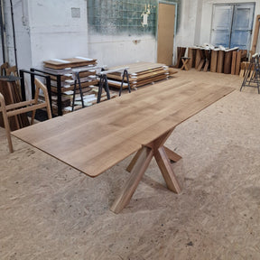 Julia Extendable Oak Dining Table Spider Wood Leg 140cm
