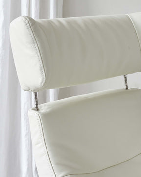 Karma white leather swivel recliner accent chair and footstool