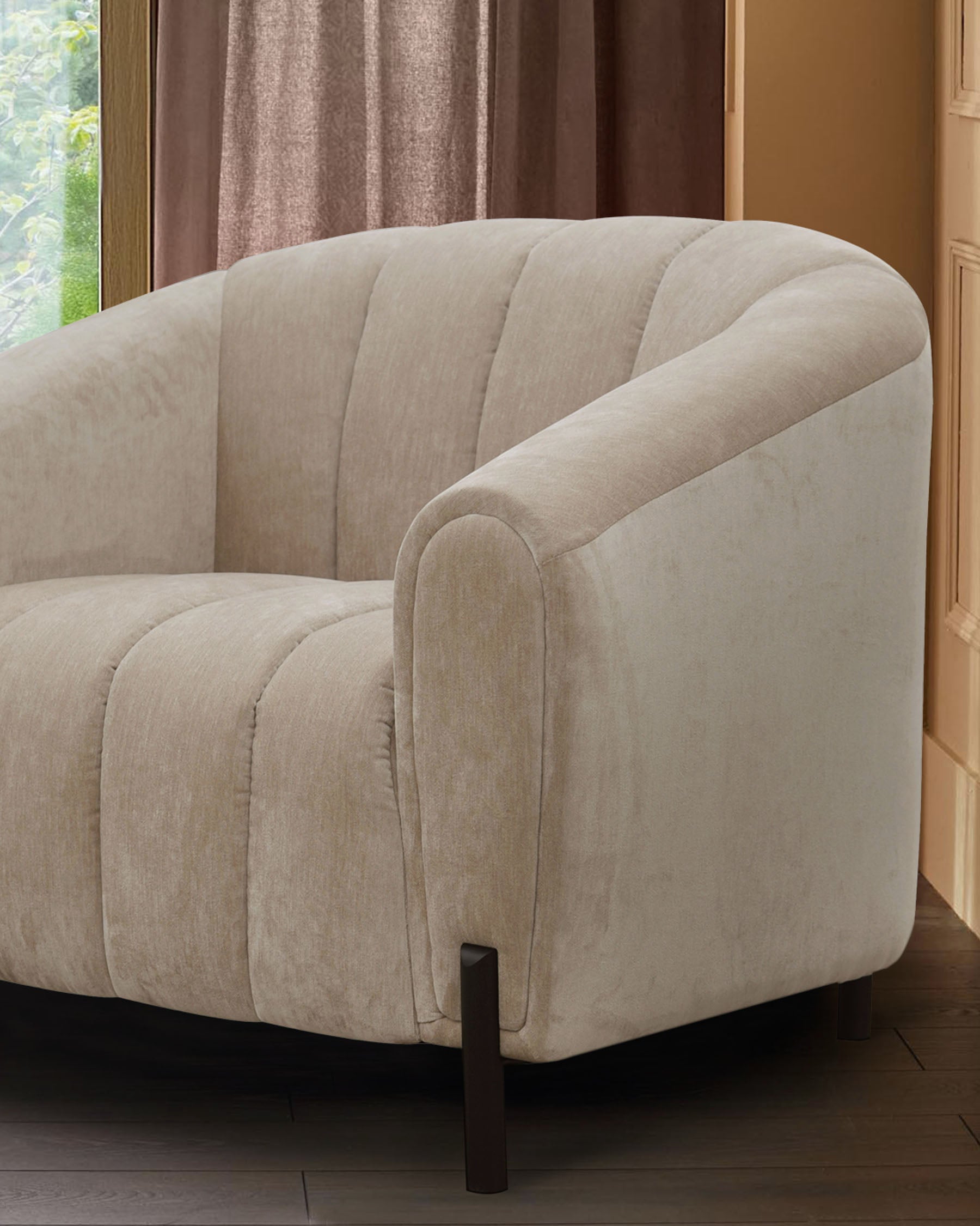 Kendra champagne fabric armchair