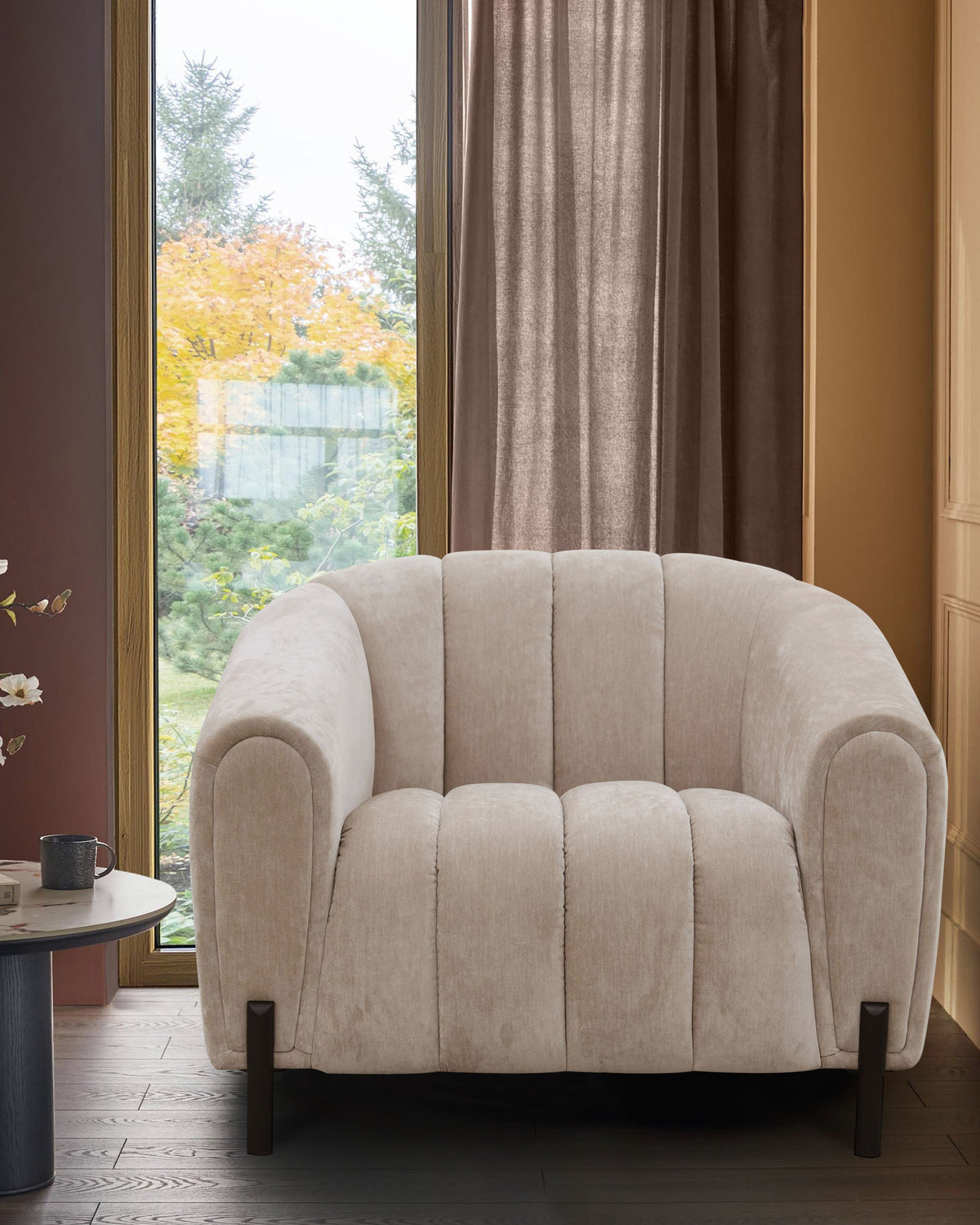Kendra champagne fabric armchair