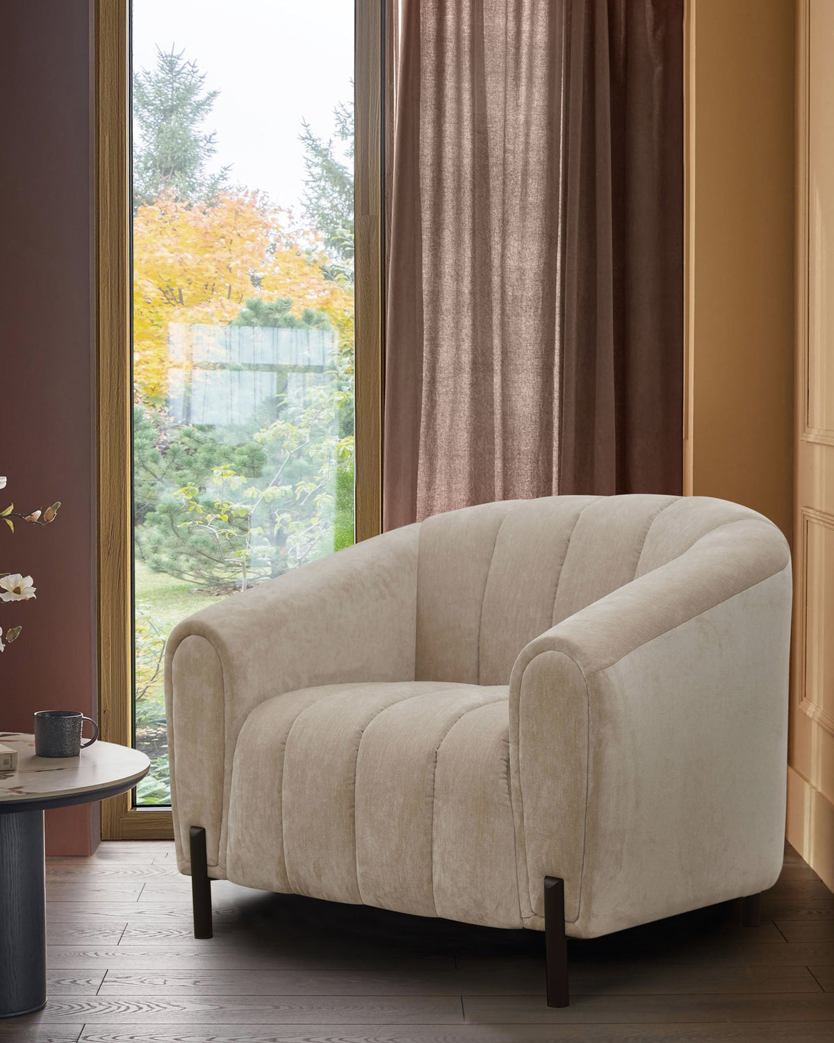 Kendra champagne fabric armchair