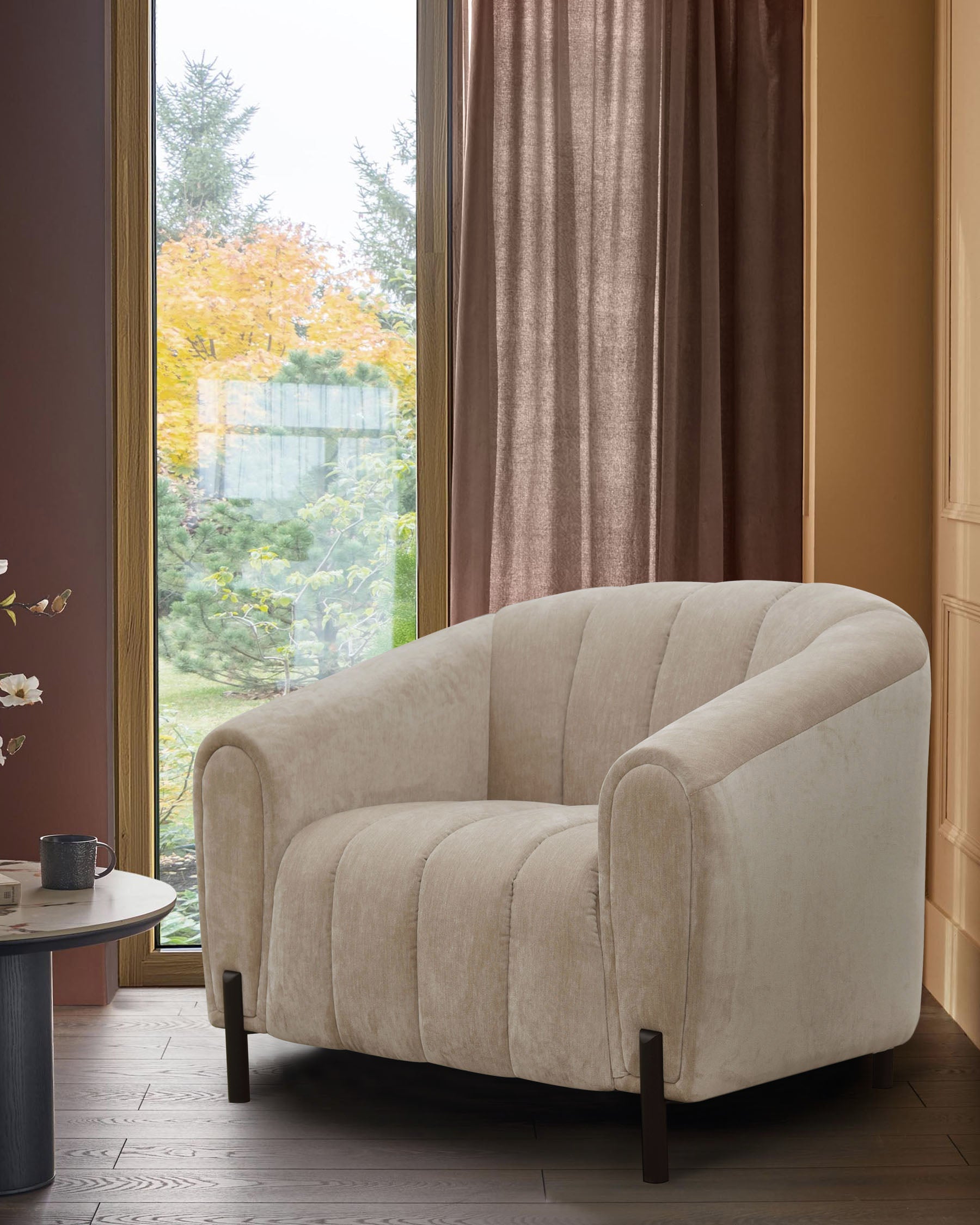 Kendra champagne fabric armchair